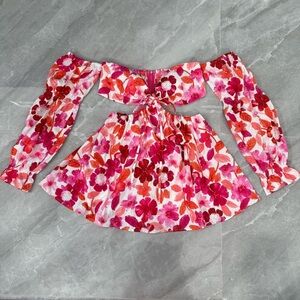 NWOT Women’s Lilly’s Kloset Floral Strapless Long Sleeve Cutout Dress Large